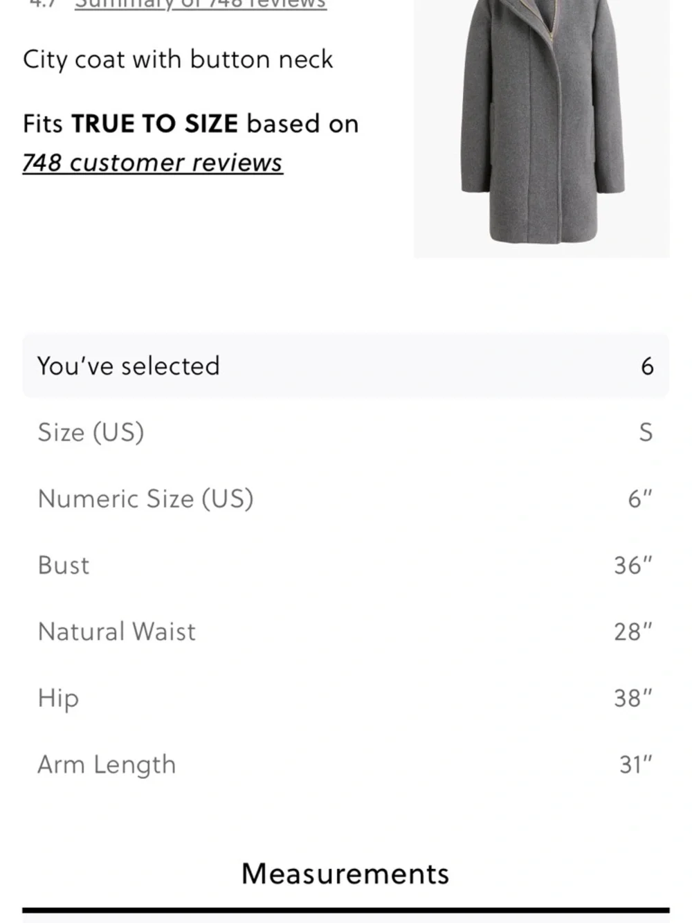 J. Crew Mercantile Gray Wool-Blend Stand Collar Pea Coat - Picture 16 of 16